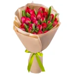 25 красных тюльпанов